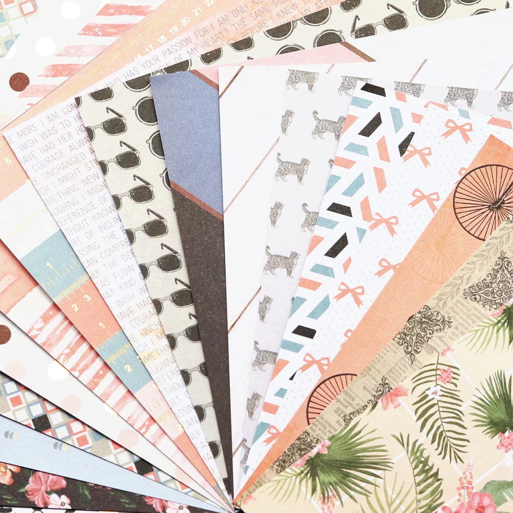 크리에이티브 패스 6인치 스크랩북킹 용품 디자이너 공예 재료 장 종이 저널 배경 종이 접기 팩 산성 없는