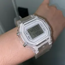 Relojes electrónicos para hombre y mujer, pulsera Digital LED transparente con correa de silicona de oro rosa, reloj deportivo femenino