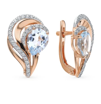 

Gold earrings with Topaz and cubic zirconia sunlight sample 585