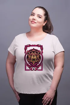 

Angemiel Wear Framed Lion White Women Cotton Large Size T-Shirt