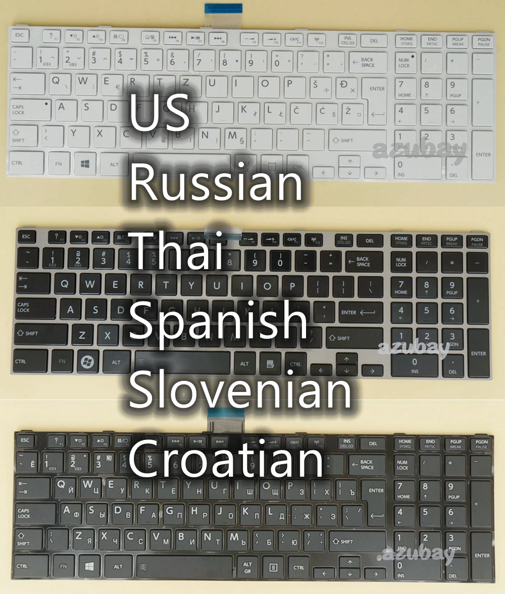 Eua Russo Tailandês Esloveno Espanhol Teclado para Toshiba Cro L975 L975d P850 P850d P855 P855d P870 P870d P875 P875d S850 S855 S975
