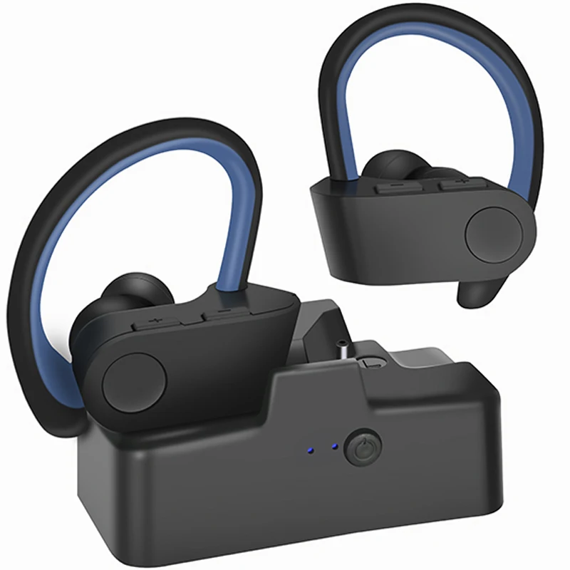 Красный Беспроводные спортивные наушники TWS Bluetooth 5,0 наушники с ушным крюком для бега с шумоподавлением стерео наушники с микрофоном IPX4 водонепроницаемые - Цвет: Красный