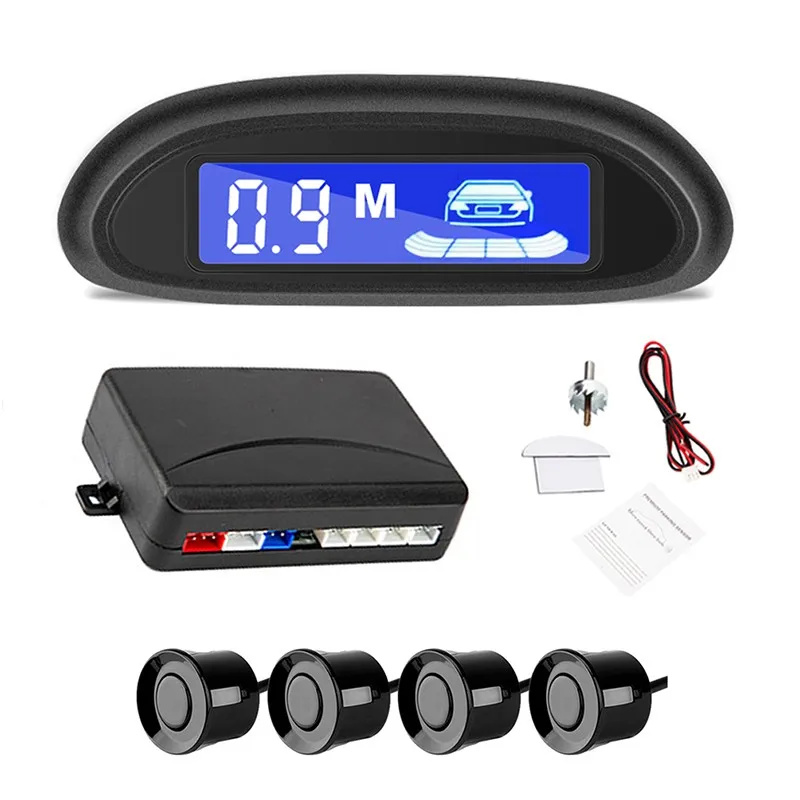 

12V Car Automatic Reversing Radar LED Parking Sensor with 4 Sensors Reversing Buzzer Detector System Spare Parking Radar Monitor