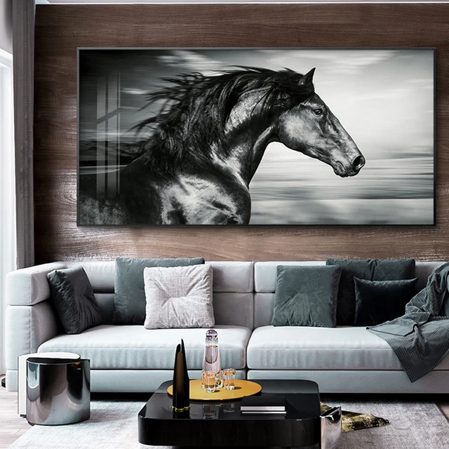 Running Horse Diamond Painting Black And White Style Designs Embroidery  Portrait