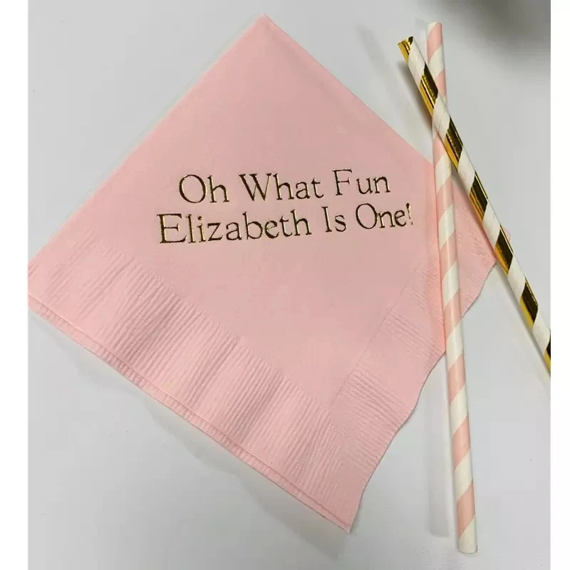 

50 персонализированных салфеток, бумажные салфетки для приготовления напитков на первый день рождения, индивидуальные салфетки Monogram