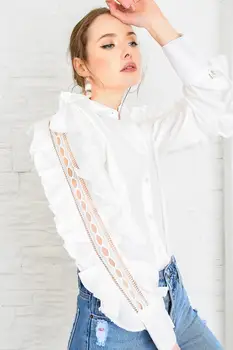 

Trend Alacati Style Women Rib Detailed Cuff Sleeve Shirt ALC-X3861