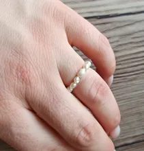 PerisBox-anillo minimalista de perlas naturales para mujer, Anillos geométricos de perlas de agua dulce naturales, círculo continuo, novedad de 2020