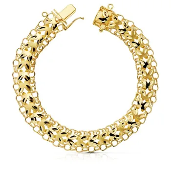 

Bracelet 18k gold princess 19cm. Women openwork width 10mm. Closure tab