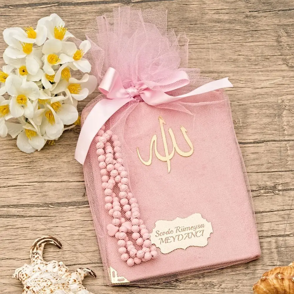 Luxury Muslim Gift Set Velvet Yasin Sharif Rosary Islamic Personalized Custom Embellished Tulle Wholesale Shopping Religious Items Ramadan 2023 Worship Societies Excellent Quality Mevlüt Groups Fashion