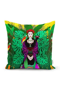 

Navigation Frida Kahlo Patterned Tasseled Cushion Cover Digital Printed Decorative Pillow Quality Sewing Zipper Hidden Stitching