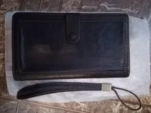 MISFITS-cartera de mano de piel auténtica para hombre, billetera larga, tarjetero de piel de vaca, con broche Vintage, 2020