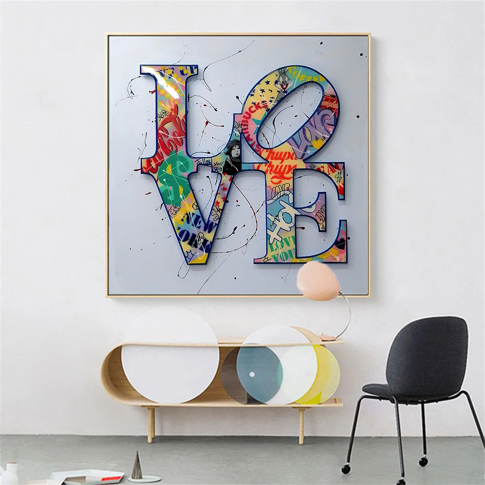 

Graffiti Art LOVE Canvas Painting Wall Posters and Prints Modern Street Wall Pictures For Home Living Room Bedroom Cuadros Decor