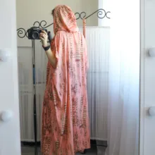 Summer Tunic Hooded-Beachwear Kaftan Bathing-Suit Cover-Up Beach-Dress Printed Bohemian