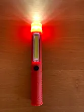 LED Flashlight Torch-Lamp Magnet Work-Inspection COB with The-Bottom And Clip Red/blue