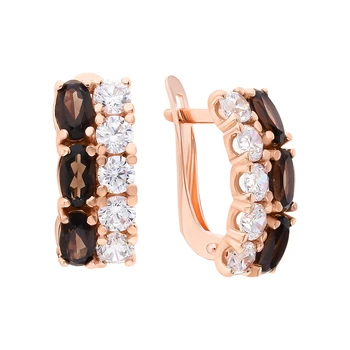 

Silver earrings with раухтопазами and cubic zirconia sunlight sample 925 test