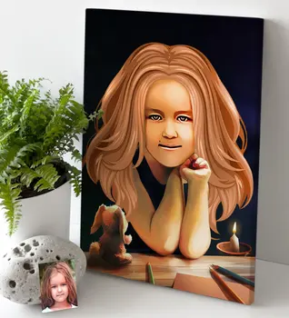 

Personalized Female Child Abstract Caricature Of Canvas table 30x50cm -1