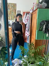 Kliou un hombro de 2 piezas trajes flare manga asimetría tops + legging deportivo conjuntos skinny Mujer streetwear