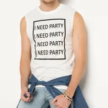 DeFacto мужские летние повседневные белые топы с буквенным принтом, крутые вязаные мужские топы без рукавов Athl с круглым вырезом, H0385AZ17HSWT32-H0385AZ17HS