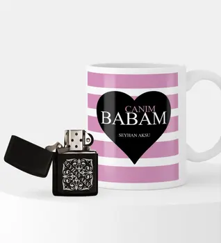 

Personalized Dear Dad Gasoline Lighter and Mug Seti-1