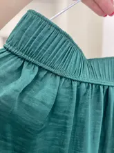 Pantalones de pierna ancha de seda para mujer, mallas tobilleras sueltas de pierna ancha, informales, cintura elástica, RZBY110