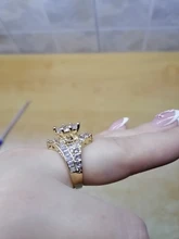 Clásico de lujo blanco Oval anillo de oro CZ propuesta de matrimonio de las mujeres bien regalo de la joyería de moda de fiesta de novia anillo de compromiso