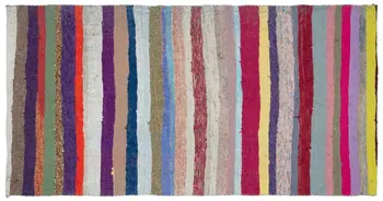 

Handmade Multicolor Vintage English Striped Rug Area Rug 153x288 Cm-5'0''X9'5''