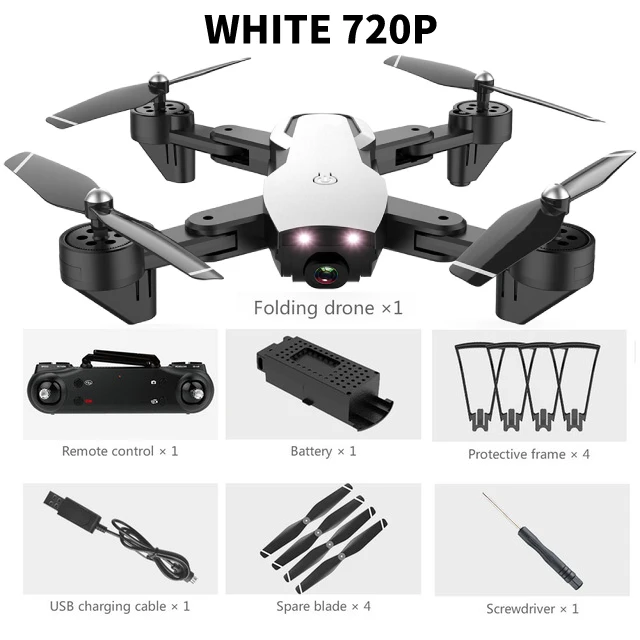 L107 профессиональная камера Дрон 1080P wifi HD FPV Дрон на ру воздушный Квадрокоптер вертолет селфи складные игрушки малыш двойная камера - Цвет: white 720p