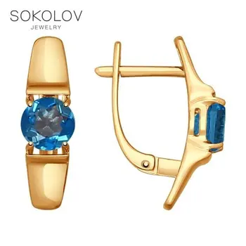 

SOKOLOV drop earrings with stones of gold with topazes, fashion jewelry, 585, women's male, long earrings