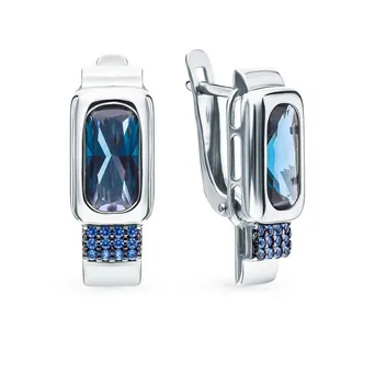 

Silver earrings with Topaz and nanosapphires SUNLIGHT