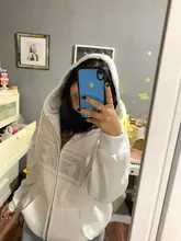 Dulzura-Sudadera de manga larga con estampado de anillo de imitación letra para mujer, ropa informal holgada de gran tamaño con cremallera, otoño e invierno, 2020