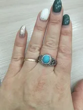 Anillo Vintage de piedra Natural antigua para mujer, joyería de regalo, anillo de dedo de turquesas azules para mujer, anillos de aniversario de bodas