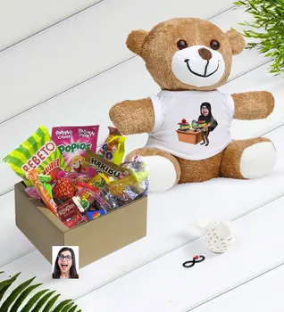 

Personalized Women 'S Teacher Caricature Of Nostalgic Lezzetler Plush Teddy Bear Gift Seti-8