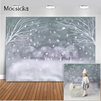 

Winter Snowflake Newborn Photography Background Merry Christmas New Year Photo Background White Winter World Kids Portrait Photo