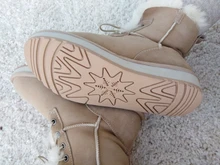 INOE-Botines de piel de oveja auténtica de ante para mujer, botas de nieve para mujer, forrado de piel y lana, cálidos, impermeables, color granate