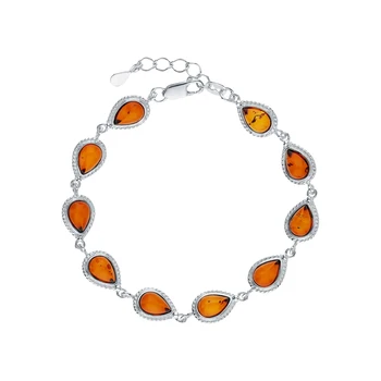 

Silver Bracelet with amber sunlight