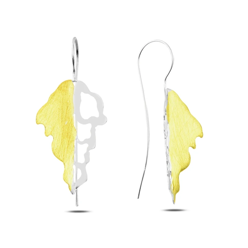 

Silver 925 Sterling Matte Textured Leaf Earrings
