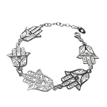 

Law silver bracelet 925m. Hand Fatima amulet lucky [AB9511]