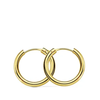 

18k gold earrings hoop smooth round 16mm. [AA7335]