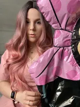 EASIHAIR-Peluca de pelo sintético rosa para mujer, largo degradado de parte media, Cosplay, Natural, resistente al calor