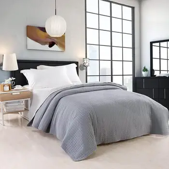 

1PC Soft 220*240cm/240*260cm Polyester Bedspread Quilted Bed Throw Comforter Lightweight Coverlet Check Pattern Home