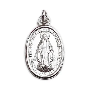 

Medal 925 Sterling silver m Miraculous Virgin oval 20mm. Smooth fence double faced scapular