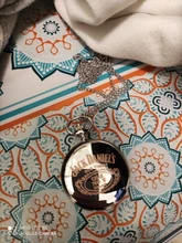 Relojes de bolsillo de cuarzo para hombre y mujer, reloj de bolsillo con cadena, con texto creativo único