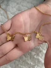 Collar de mariposa con colgante de cadena para mujer, gargantilla de cuentas en capas, de Color dorado y plateado, joyería Bohemia para playa, regalo barato