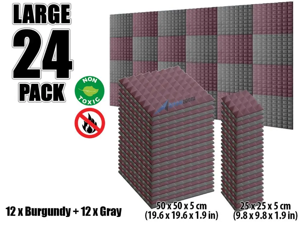Gray and Purple Arrowzoom 24 шт. цветная комбинация Пирамида плитка студия Звукопоглощающая Панель акустическая пена лечение AZ1034 - Цвет: Gray and Purple