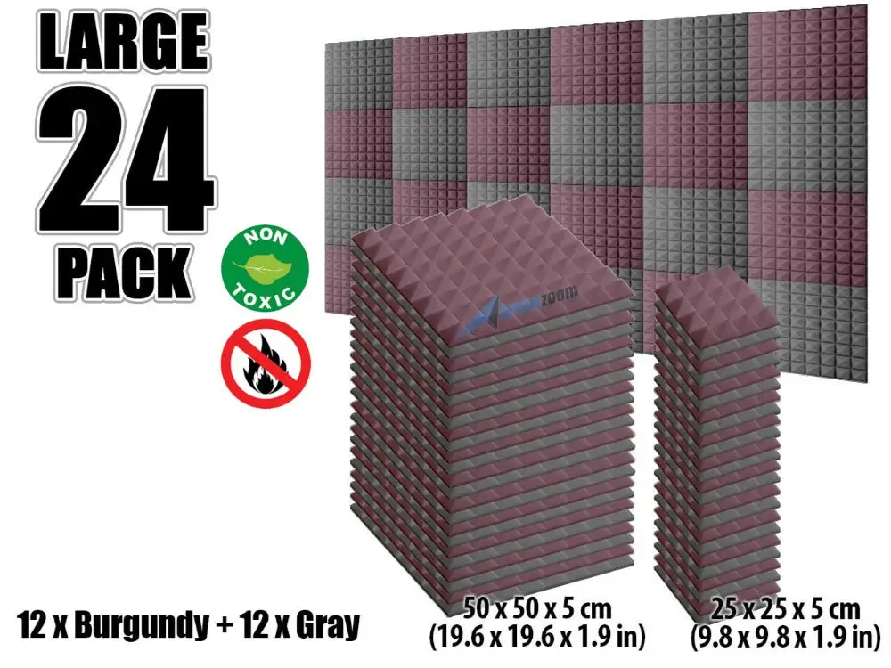 Arrowzoom 24 шт. цветная комбинация Пирамида плитка студия Звукопоглощающая Панель акустическая пена лечение AZ1034 - Цвет: Gray and Purple