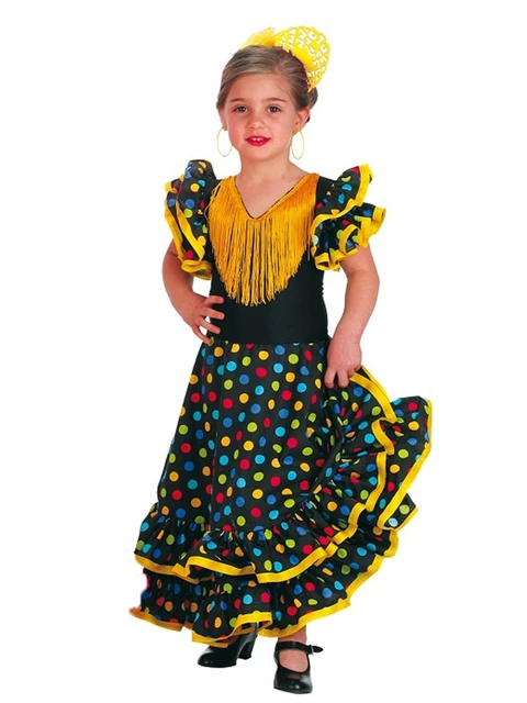 Disfraz Sevillana Flamenco, Azul, Niña Infantil para Carnaval