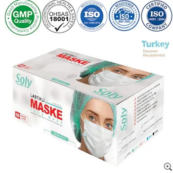 

Tam Ultrasonik Cerrahi Maske 3 Katlı Burun Telli Soly Tek Kullanımlık Yüz Maskesi 48 Saatte Kargo Siyah Renk 50 Adet