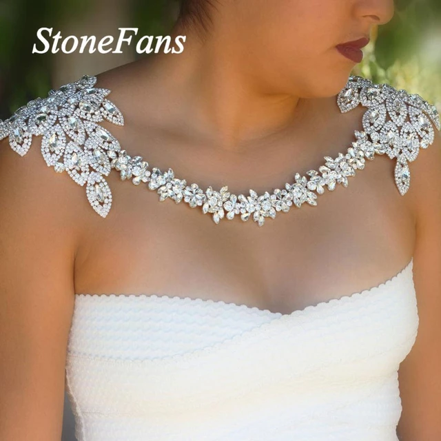 Stonefans lüks gelin omuz kolye kristal düğün takısı kadınlar için abartılı  gümüş renk omuz parça kolye - AliExpress