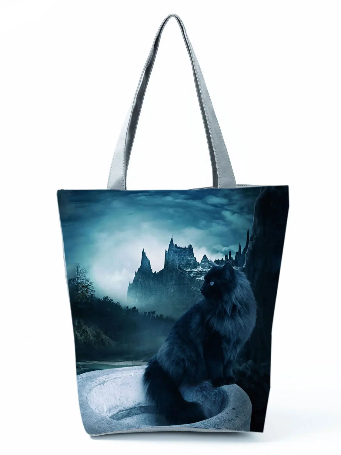 2022 Cool Fashion Handbag Female Cats Print 3D Tote Travel Women Shoulder Bag Foldable High Capacity Shopping Bag Custom Pattern 