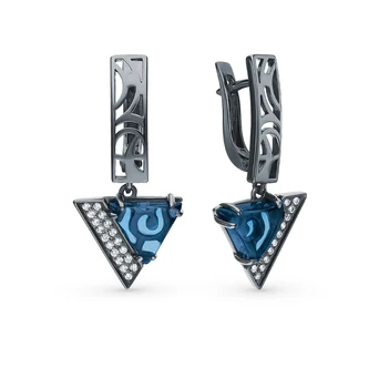 

Silver earrings with cubic zirconia and sieve sunlight sample 925
